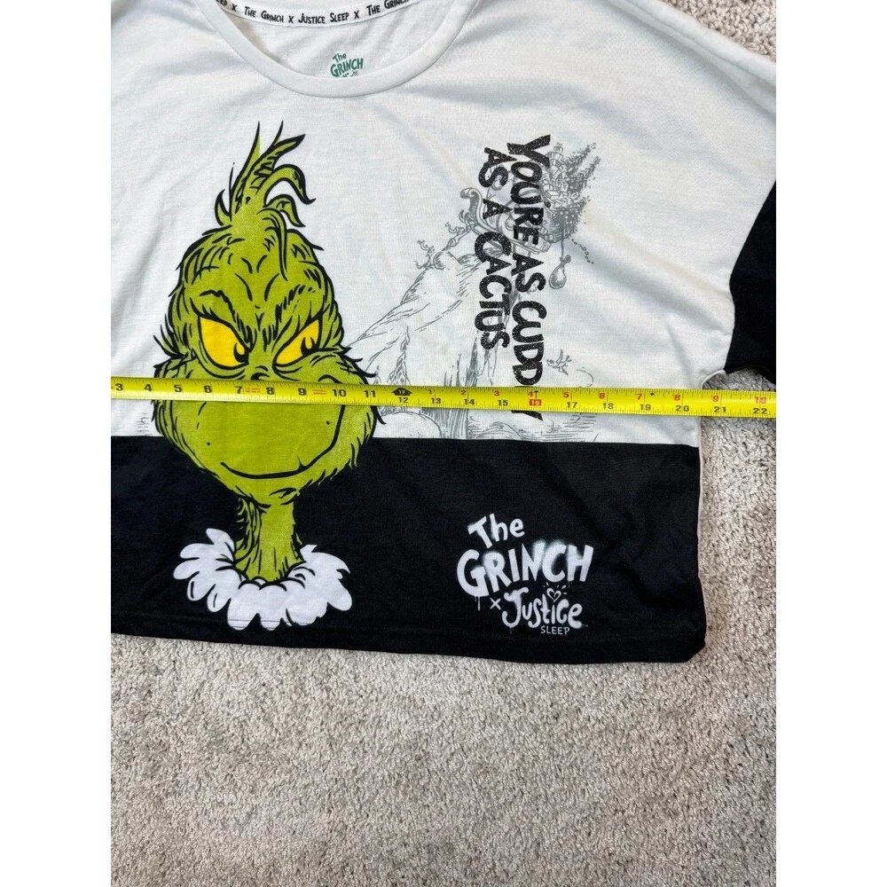 The Grinch x Justice Girls Pajama Top XL 16/18 Long Sleeve Christmas Shirt
